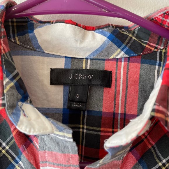 J. Crew | Red/White/Black Tartan Plaid Long-Sleeved Button-Down Shirt Sz 0 - Picture 2 of 6